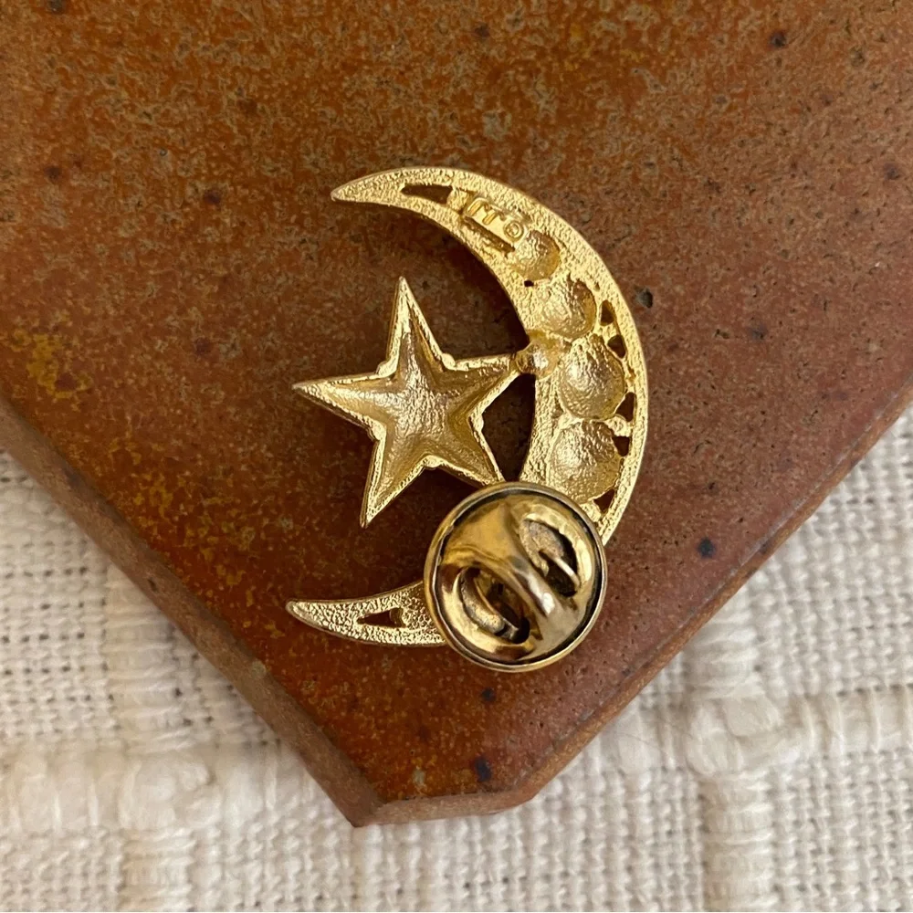 Moon & Star Brooch Celestial Brooch Pin